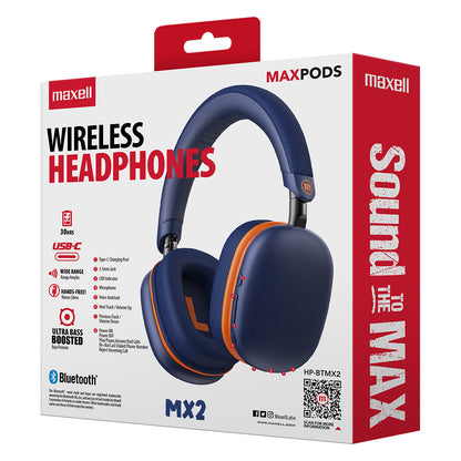 Audífonos inalámbricos Maxell Bluetooth MaxPods 24 Horas Azul