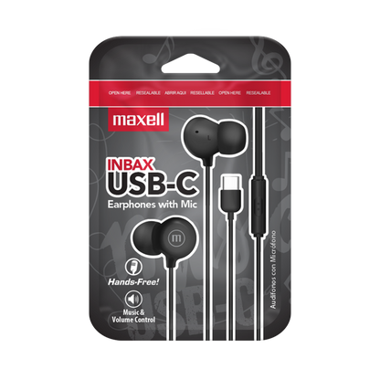 Audífonos Maxell IN-BAX Con Micrófono In Ear Tipo C Negro