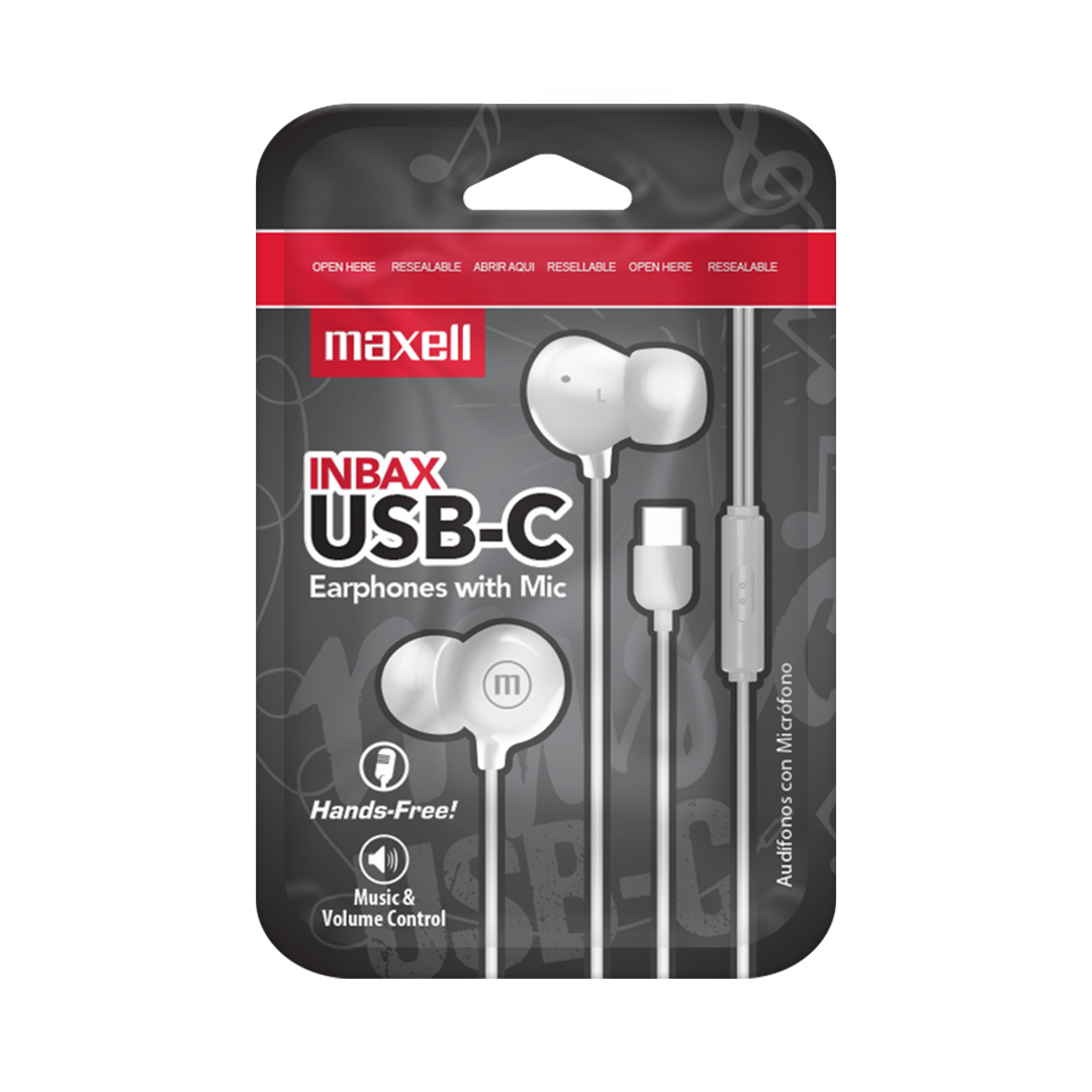 Audífonos Maxell IN-BAX Con Micrófono In Ear Tipo C Blanco