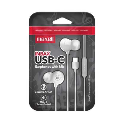 Audífonos Maxell IN-BAX Con Micrófono In Ear Tipo C Blanco