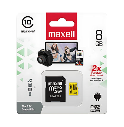 Tarjeta Micro SD Maxell 8GB CLASE 10