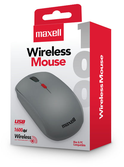 Mouse Inalámbrico Maxell 1600 DPI MOWL-100 Gris