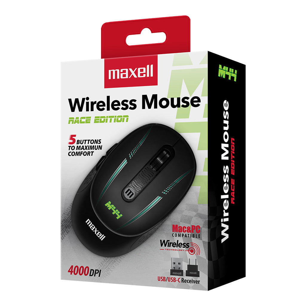 Mouse Inalámbrico Maxell Diseño Race 4000dpi Usb/usb-c M44