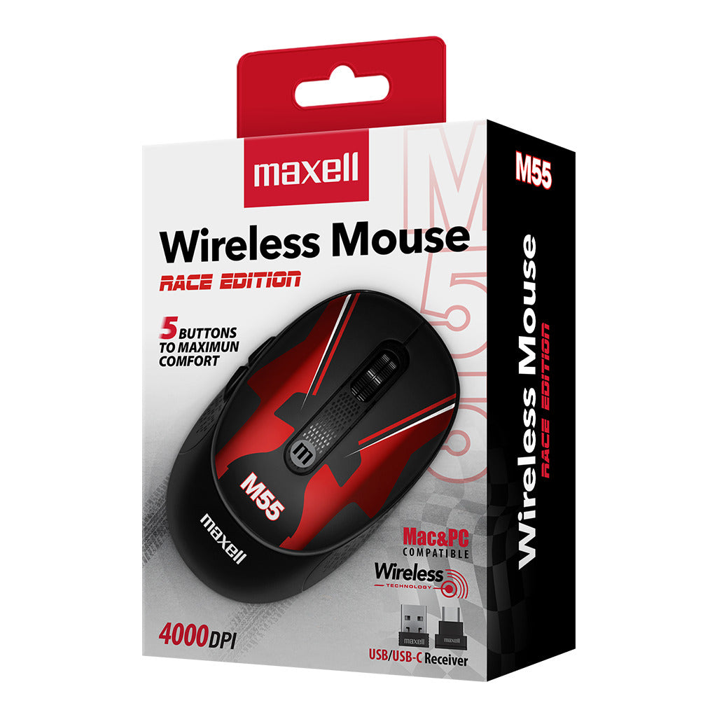 Mouse Inalámbrico Maxell Diseño Race 4000dpi Usb/usb-c M55