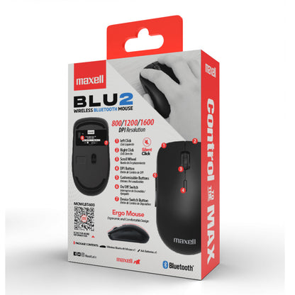 Mouse Bluetooth Inalámbrico Maxell BLU2 1600 DPI Clic Silencioso