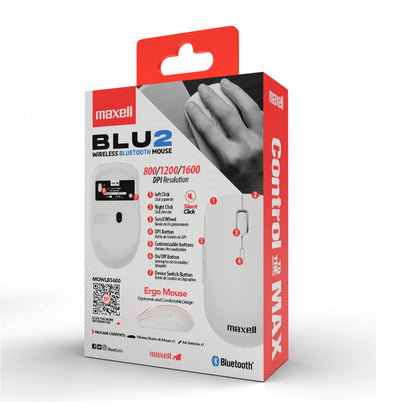 Mouse Bluetooth Inalámbrico Maxell BLU2 1600 DPI Clic Silencioso