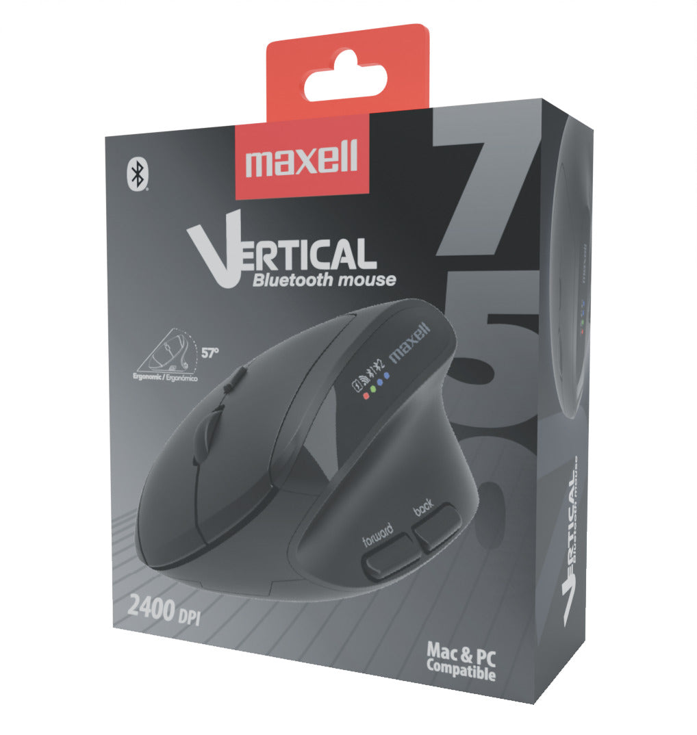 Mouse Vertical Bluetooth Ergonómico Maxell 2400 DPI  Inalámbrico