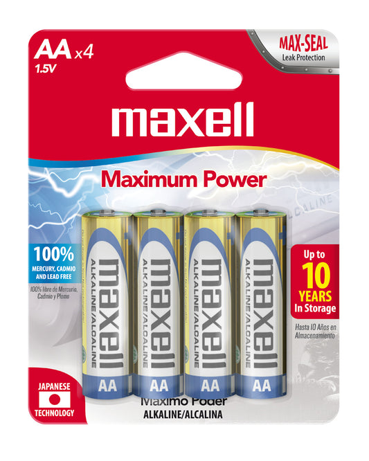 Pilas Alcalinas Maxell Tamaño AA 4 Unidades