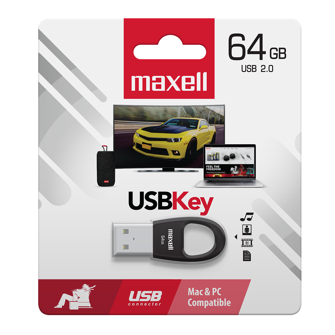 Pendrive Maxell KEY 64GB 2.0 Negro