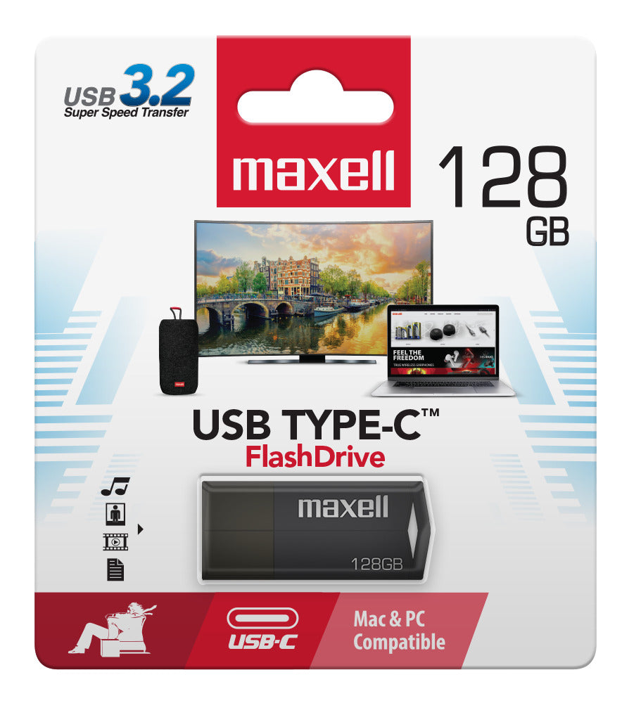 Pendrive Maxell Usbtc Tipo C 128gb 3.2 Negro