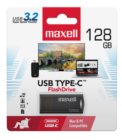Pendrive Maxell Usbtc Tipo C 128gb 3.2 Negro