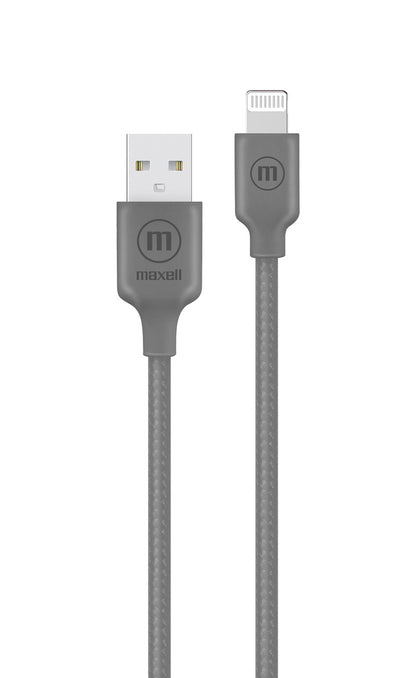 Cable Trenzado Usb A Lightning Maxell 2 Metros Carga Rápida Gris