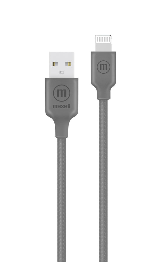 Cable Trenzado Usb A Lightning Maxell 2 Metros Carga Rápida Gris