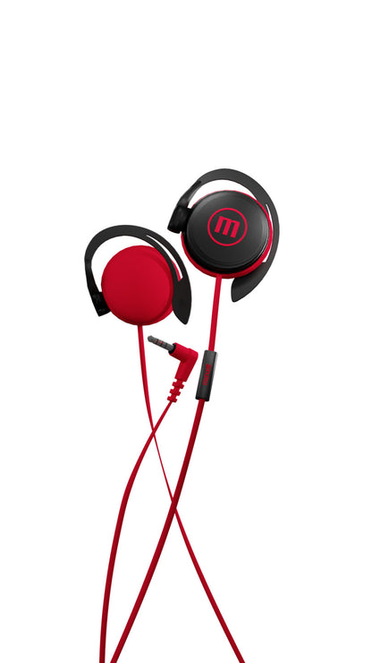 Audífonos Maxell De Gancho EC-155 Con Micrófono Rojo