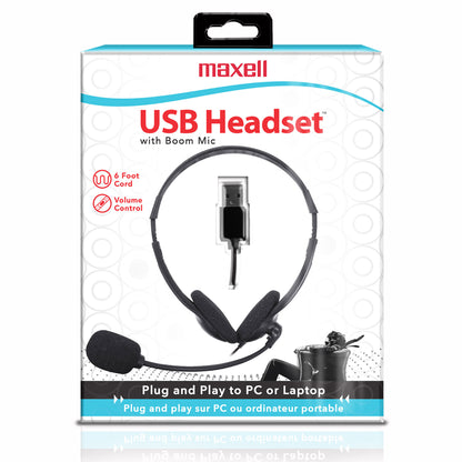 Audífonos Maxell Usb Con Microfono Control De Volumen 1.8Mts