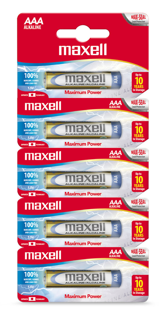Pilas Alcalinas Maxell Tamaño AAA 5 Unidades