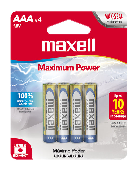 Pilas Alcalinas Maxell Tamaño AAA 4 Unidades
