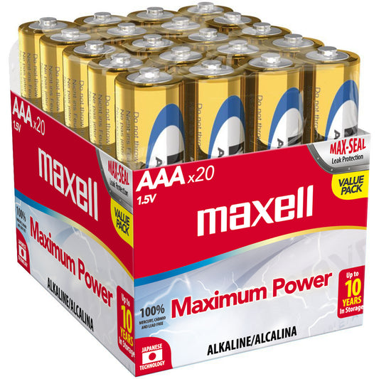 Pack 20 Pilas Alcalinas Maxell AAA 1.5v