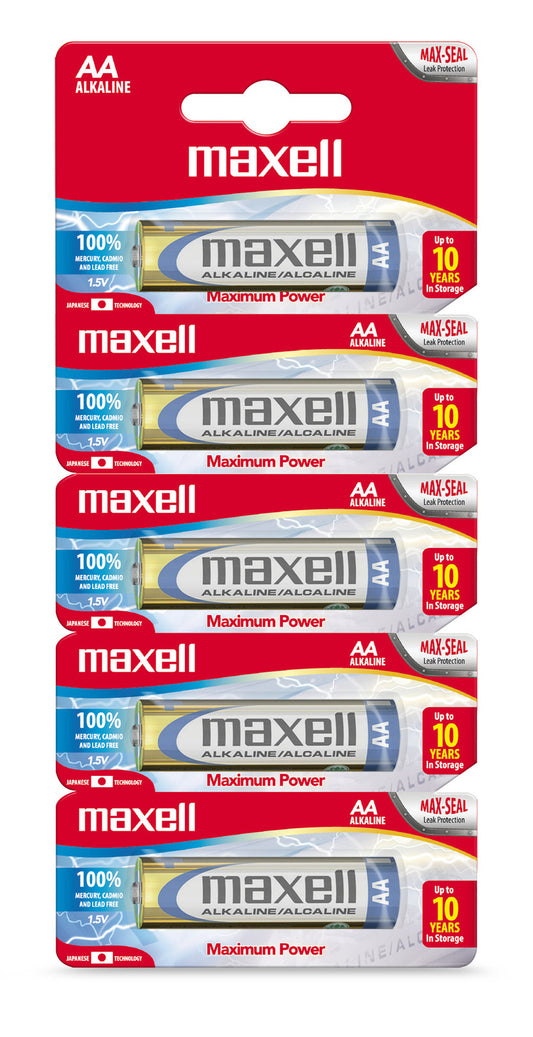Pilas Alcalinas Maxell Tamaño AA 5 Unidades