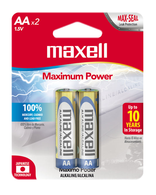 Pilas Alcalinas Maxell Tamaño AA 2 Unidades