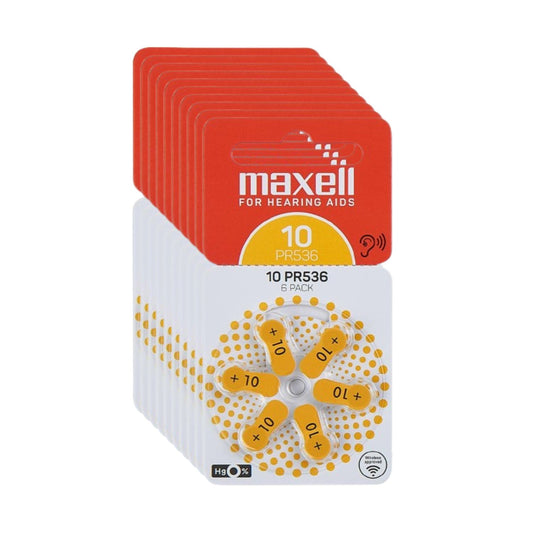 60 Pilas Para Audífonos Maxell Tamaño 10 Auditivas