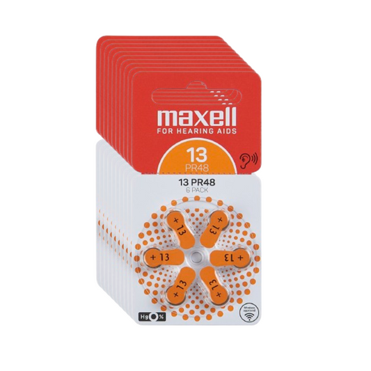 60 Pilas Para Audífonos Maxell Tamaño 13 Auditivas
