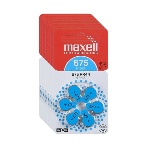 60 Pilas Para Audífonos Maxell Tamaño 675 Auditivas