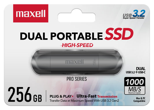 Disco SSD Externo Maxell 256GB 3.2 Dual USB-C 1000MB/s
