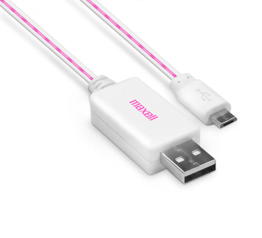 Cable Maxell Iluminado 90cm Microusb Blanco